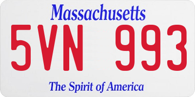 MA license plate 5VN993