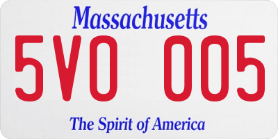 MA license plate 5VO005
