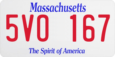 MA license plate 5VO167