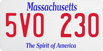 MA license plate 5VO230