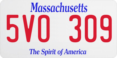 MA license plate 5VO309