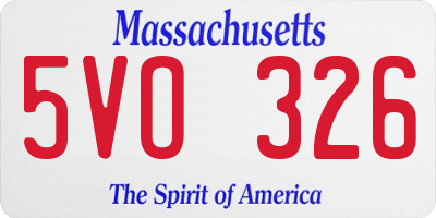 MA license plate 5VO326