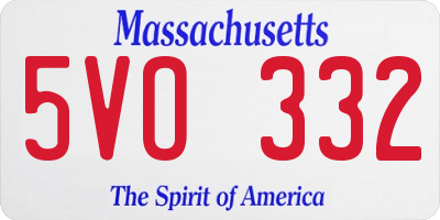 MA license plate 5VO332