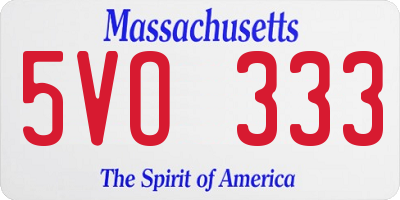 MA license plate 5VO333