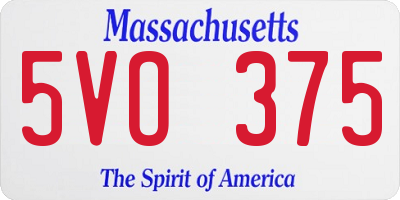 MA license plate 5VO375