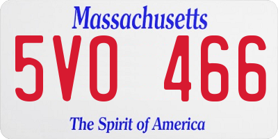 MA license plate 5VO466