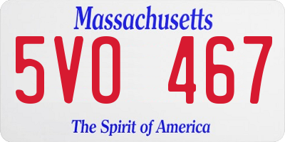 MA license plate 5VO467