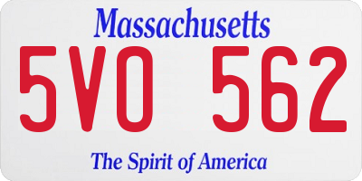 MA license plate 5VO562