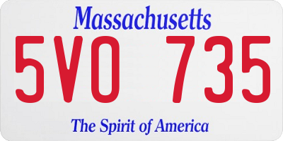 MA license plate 5VO735
