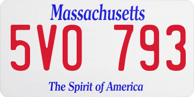 MA license plate 5VO793