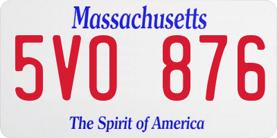 MA license plate 5VO876