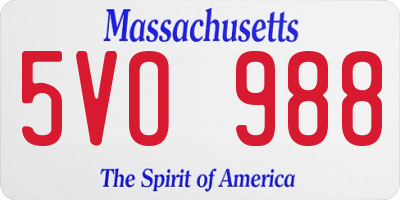 MA license plate 5VO988