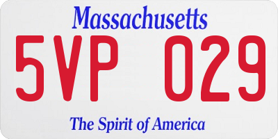 MA license plate 5VP029