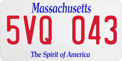 MA license plate 5VQ043