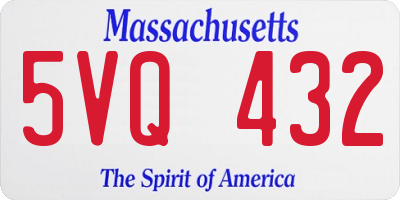 MA license plate 5VQ432