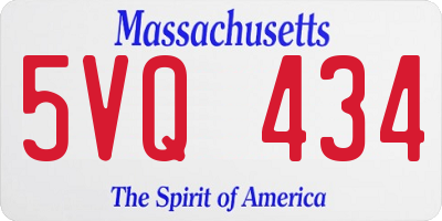 MA license plate 5VQ434
