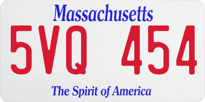 MA license plate 5VQ454