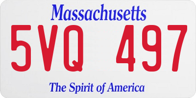 MA license plate 5VQ497