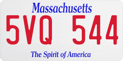 MA license plate 5VQ544