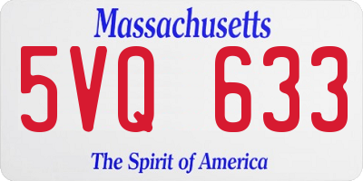 MA license plate 5VQ633