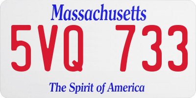 MA license plate 5VQ733