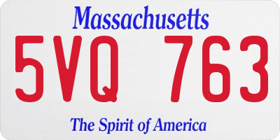 MA license plate 5VQ763