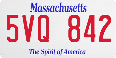 MA license plate 5VQ842
