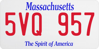 MA license plate 5VQ957