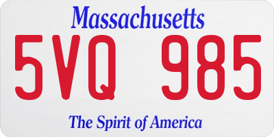 MA license plate 5VQ985