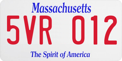 MA license plate 5VR012