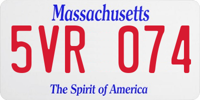 MA license plate 5VR074