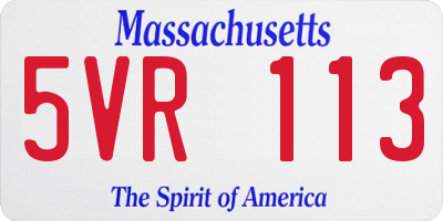 MA license plate 5VR113