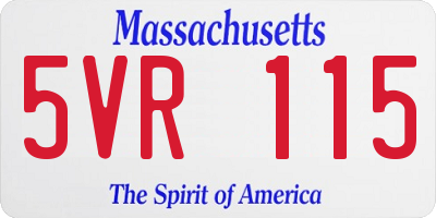 MA license plate 5VR115