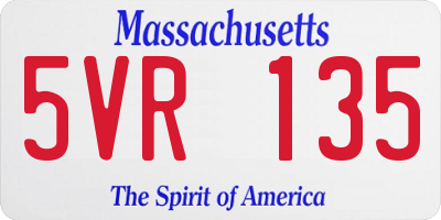 MA license plate 5VR135