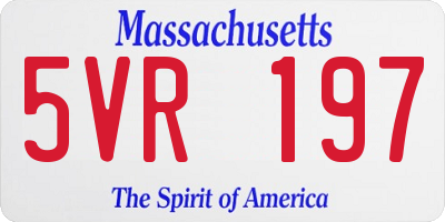 MA license plate 5VR197