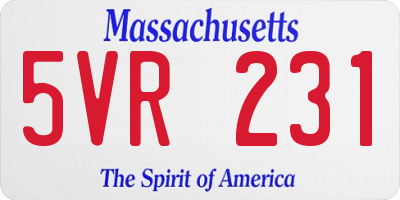 MA license plate 5VR231
