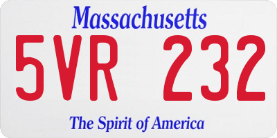 MA license plate 5VR232