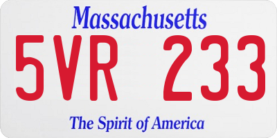 MA license plate 5VR233