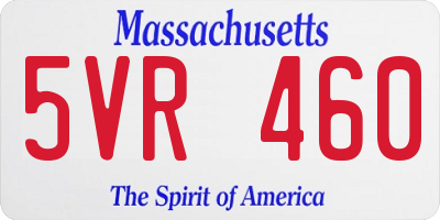 MA license plate 5VR460