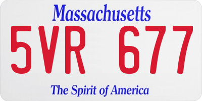 MA license plate 5VR677