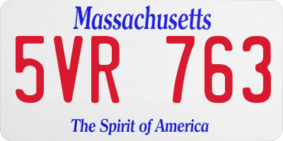 MA license plate 5VR763
