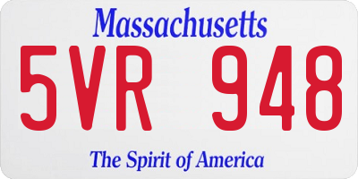 MA license plate 5VR948