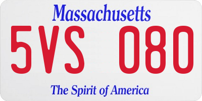 MA license plate 5VS080