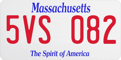MA license plate 5VS082
