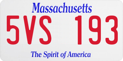 MA license plate 5VS193