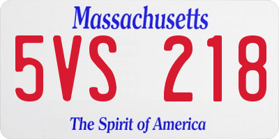 MA license plate 5VS218