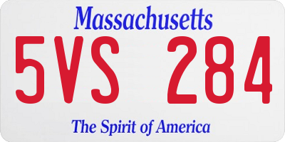 MA license plate 5VS284