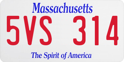 MA license plate 5VS314