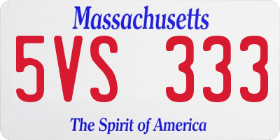 MA license plate 5VS333