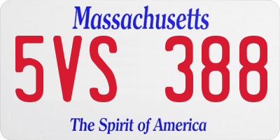 MA license plate 5VS388